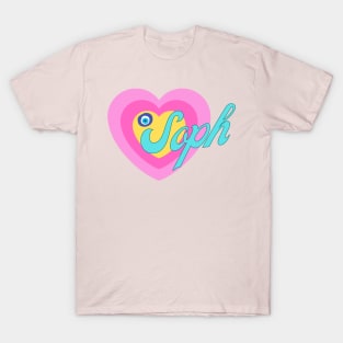 Soph in Colorful Heart Illustration T-Shirt